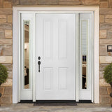 64 in. x 80 in. 4-Panel Primed White Right-Hand Steel Prehung Front Door with 12 in. Mini Blind Sidelites 4 in. Wall - Super Arbor