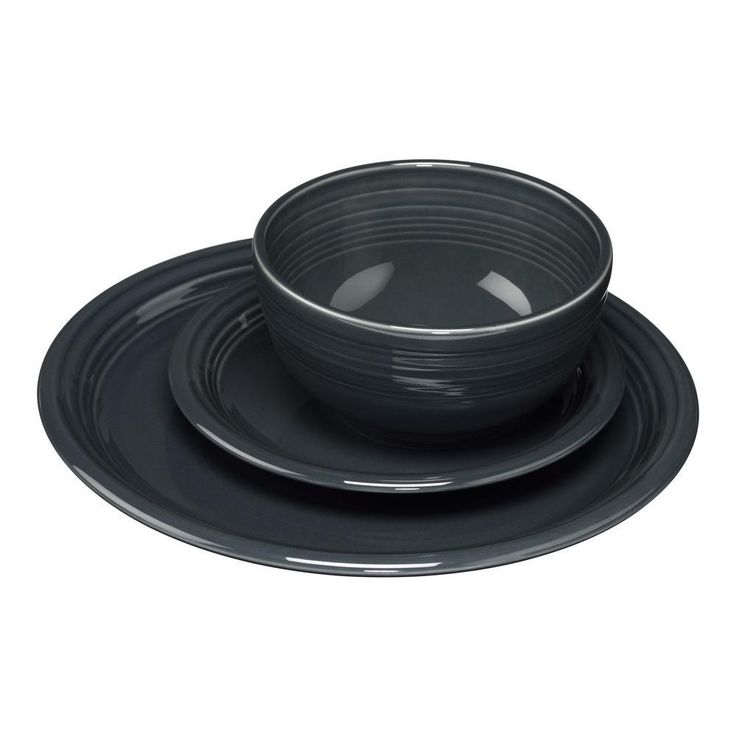 3-Piece Casual Slate Ceramic Dinnerware Set (Service for 1)