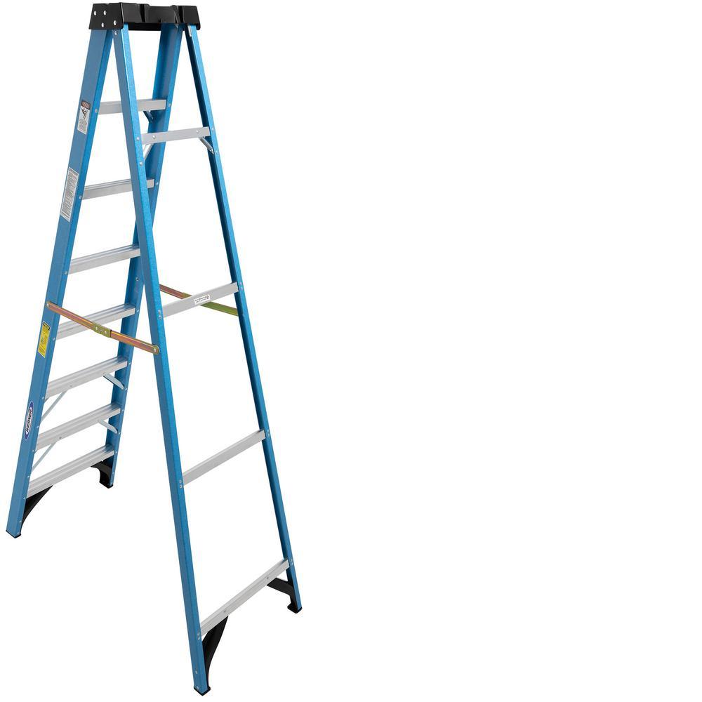 8 ft. Fiberglass Step Ladder with 250 lb. Load Capacity Type I Duty Rating - Super Arbor