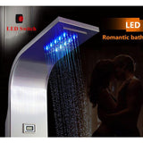 55 in. 6-Jet Shower Panel System with LED Rainfall Waterfall Shower Head Handshower and Tub Spout in Brushed Nickel