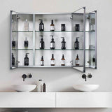 36 in. W x 26 in. H Rectangular Aluminum Medicine Cabinet with Mirror and Adjustable Glass Shelves