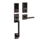 SmartCode 915 Contemporary Venetian Bronze Electronic Deadbolt with San Clemente Handle Set and Halifax Interior Lever - Super Arbor