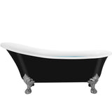69 in. Acrylic Double Slipper Clawfoot Non-Whirlpool Bathtub in Glossy Black - Super Arbor