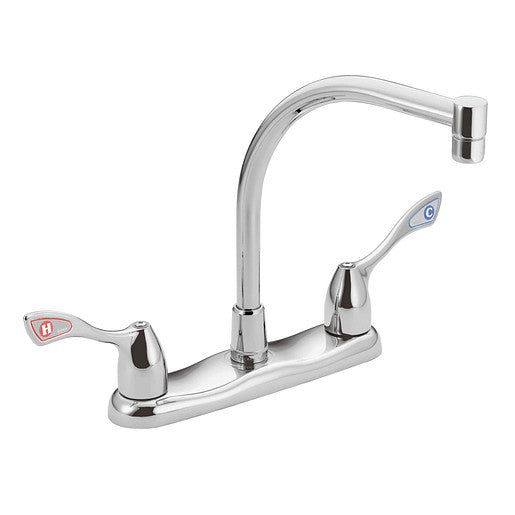 Moen M-Bition Chrome 2-Handle Deck Mount High-Arc Handle/Lever Commercial Kitchen Faucet