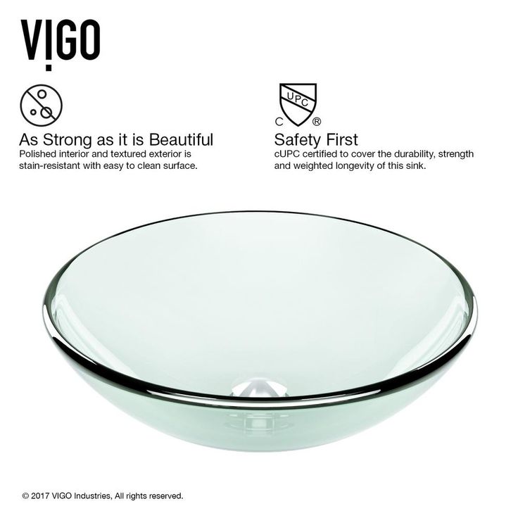 VIGO Glass Vessel Bathroom Sink in Clear Crystalline Glass with Waterfall Faucet Set in Brushed Nickel