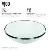 VIGO Glass Vessel Bathroom Sink in Clear Crystalline Glass with Waterfall Faucet Set in Brushed Nickel