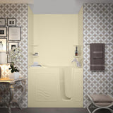 Rampart 4.5 ft. Walk-in Non-Whirlpool Bathtub with Easy Up Adhesive Wall Surround in Biscuit - Super Arbor