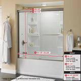 Crestfield 60 in. x 58-1/8 in. Traditional Semi-Frameless Sliding Bathtub Door in Bronze and 1/4 in. (6mm) Niebla Glass - Super Arbor