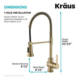 Britt Single-Handle Pull Down Sprayer Kitchen Faucet in Brushed Gold - Super Arbor