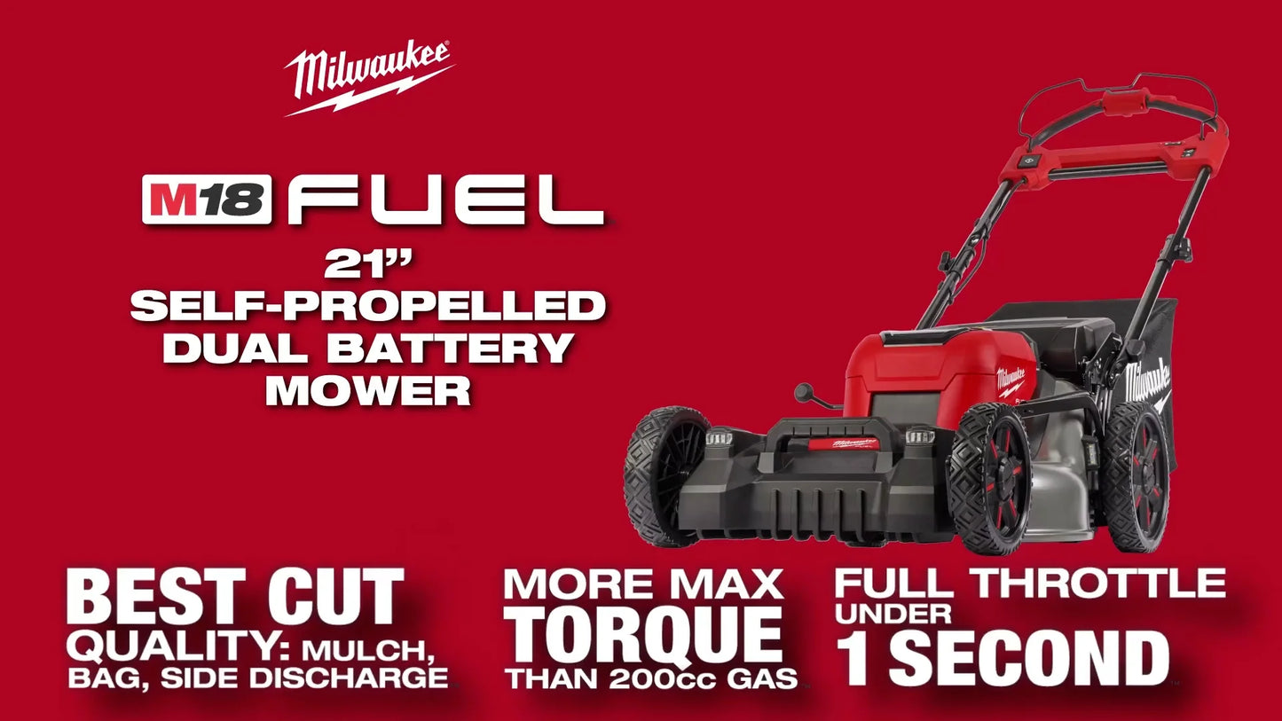 Milwaukee M18 FUEL Brushless 21 in. Self-Propelled Mower Kit with String Trimmer, Edger, Hedge Trimmer, (2) 12.0 Ah Batteries and Charger