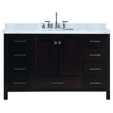 Cambridge 55 in. Bath Vanity in White with Marble Vanity Top in Carrara White with White Basin - Super Arbor
