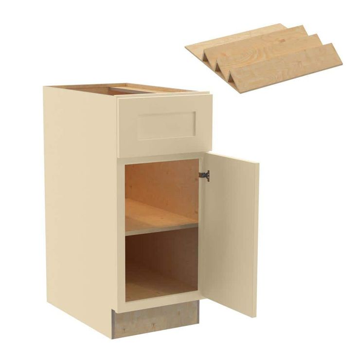 Home Decorators Collection Newport 15 in. W x 24 in. D x 34.5 in. H Assembled Plywood Base Kitchen Cabinet in Blended Cream with Spice Soft Cls LH