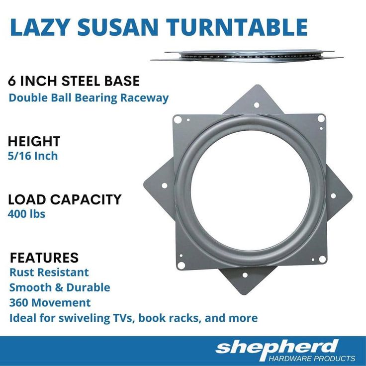Everbilt 6 in. Silver Square Lazy Susan Turntable with 400 lbs. Load Rating (3-Pack)