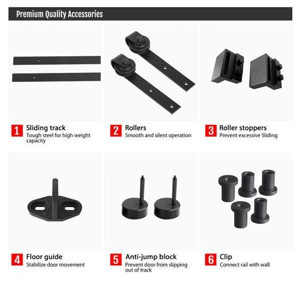 8Ft Sliding Barn Door Hardware Kit Set Antique Style Single Closet Wood Track System Black