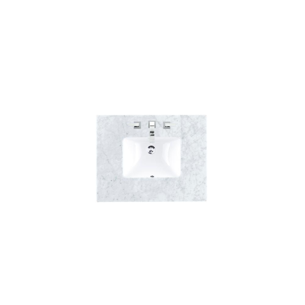 Carrara 60 in. W Marble Single Basin Vanity Top in Carrara White with White Basin - Super Arbor