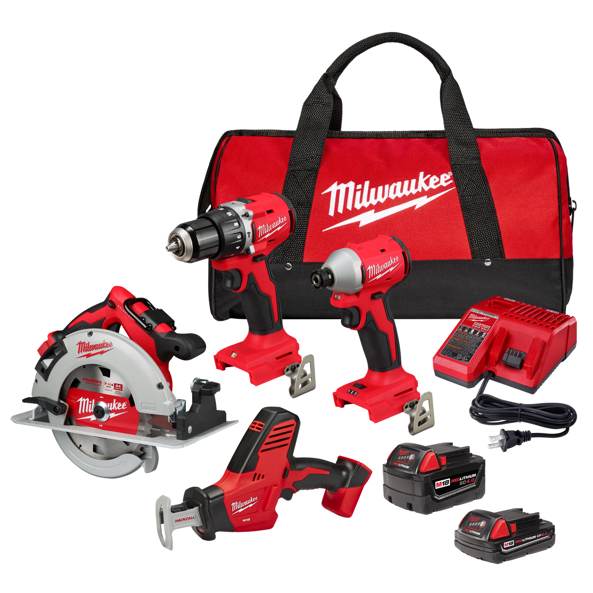 Milwaukee M18 FORCE LOGIC 18V Press Tool Kit with 1/2–2 in. Jaws, ONE-KEY, SAWZALL & 5.0Ah Battery