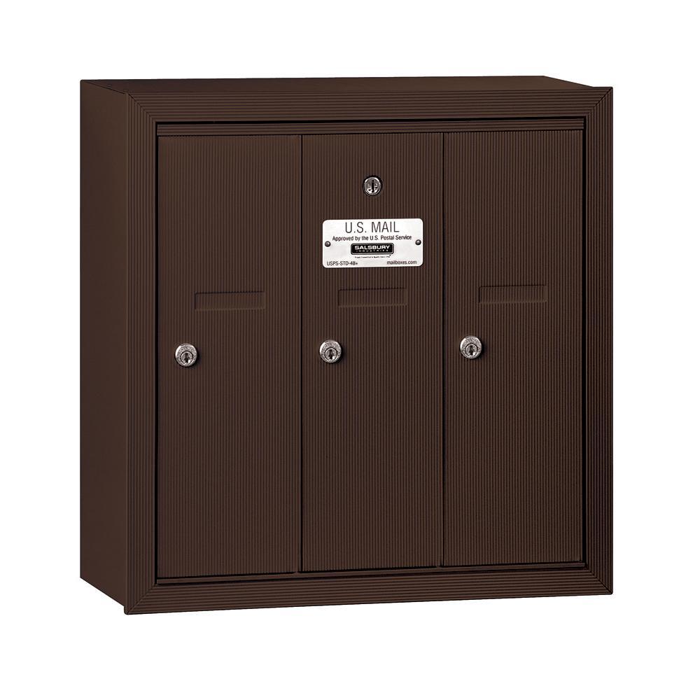 Aluminum Surface-Mounted USPS Access Vertical Mailbox with 3 Door - Super Arbor