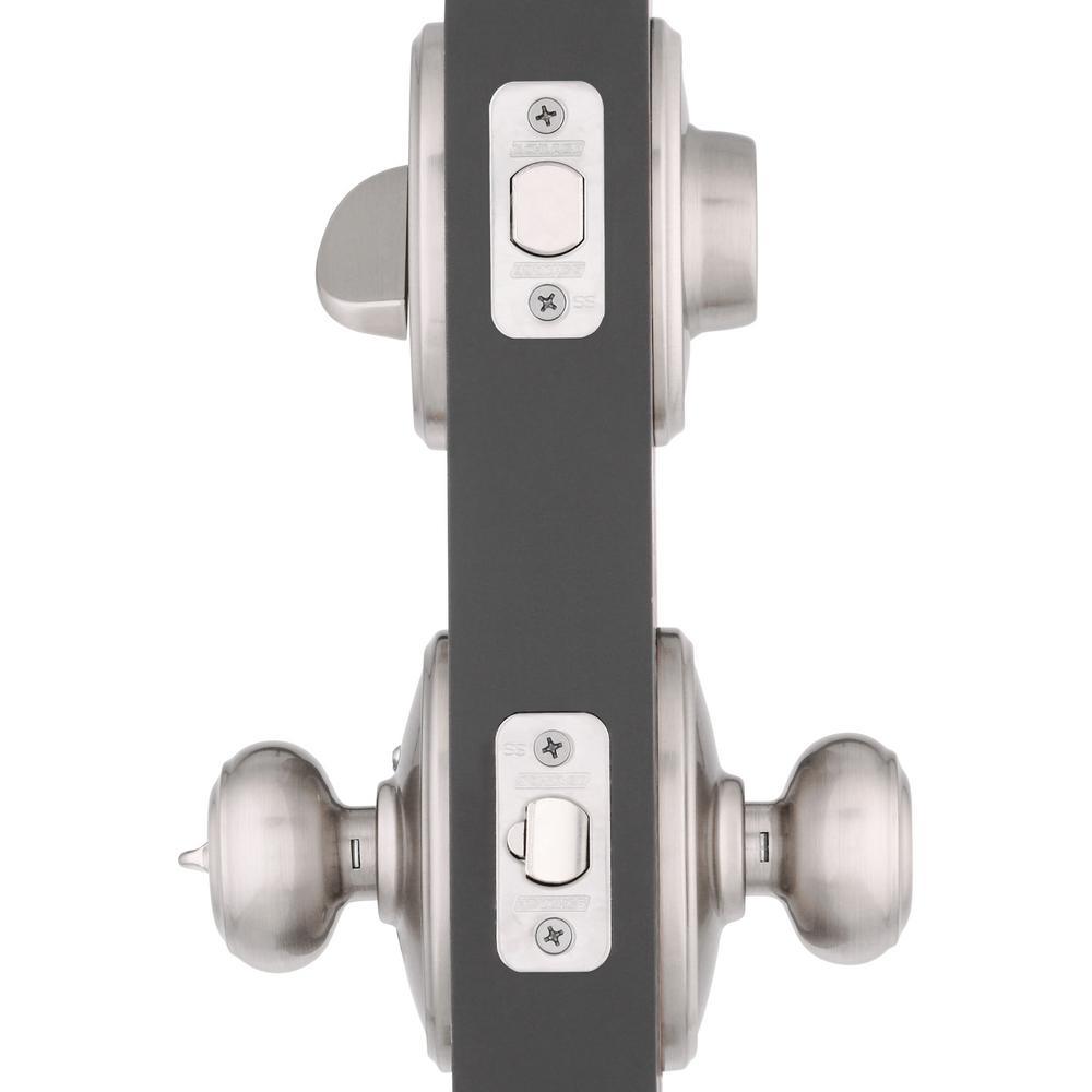 Wakefield Satin Nickel Single Cylinder Deadbolt with Georgian Entry Door Knob Combo Pack - Super Arbor