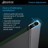 DreamLine Mirage-X 56 to 60 in. W x 58 in. H Semi-Frameless Sliding Tub Door, Brushed Nickel