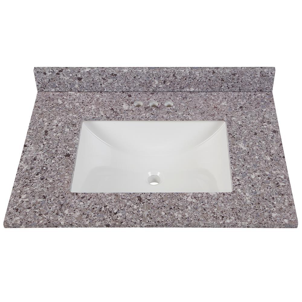 37 in. W x 22 in. D Stone Effects Vanity Top in Cold Fusion with White Sink - Super Arbor