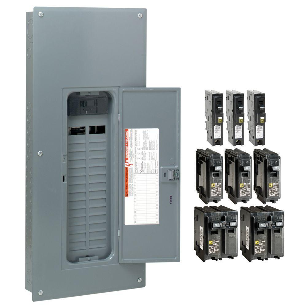 Homeline 200 Amp 30-Space 60-Circuit Indoor Main Breaker Plug-On Neutral Load Center with Cover - CAFI breaker ValuePack - Super Arbor