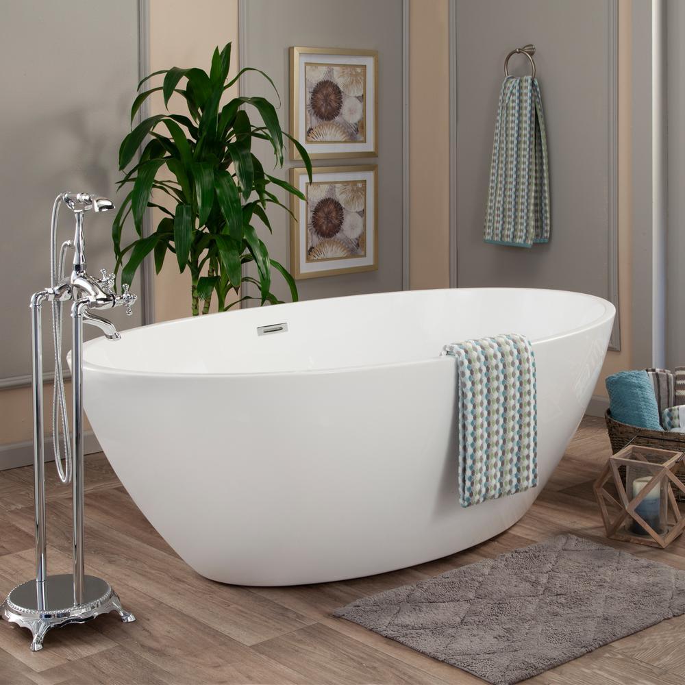 Jolie 69 in. Acrylic Flatbottom Non-Whirlpool Soaking Bathtub in White - Super Arbor