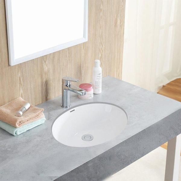 Boyel Living Oval Undercounter Bathroom Ceramic Sink, White, Insize 16 in. x 13 in.