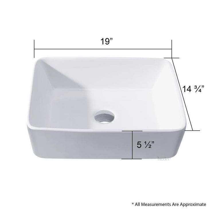 LUXIER Rectangular Bathroom Ceramic Vessel Sink Art Basin in White