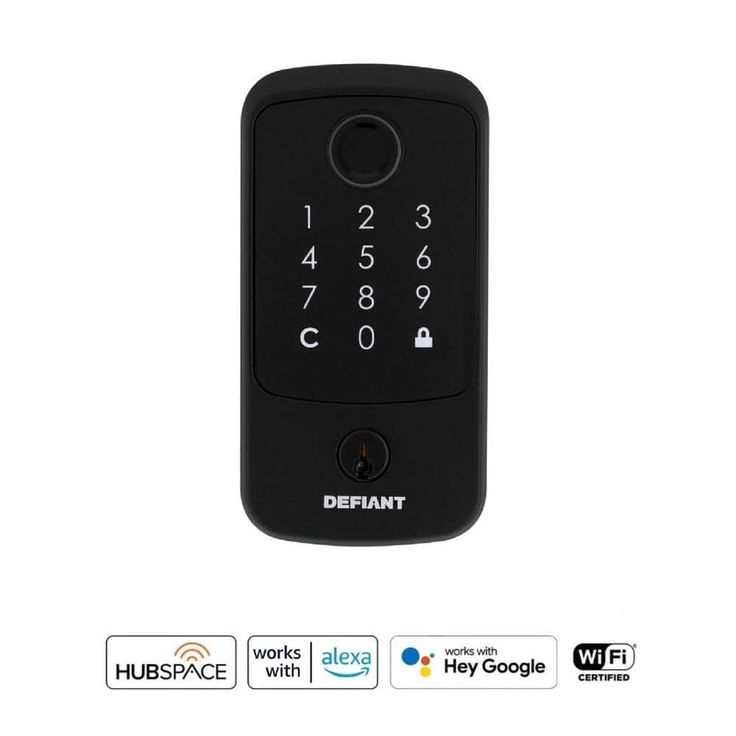 Defiant Hubspace Matte Black Square Biometric Fingerprint Electronic Touchpad Deadbolt