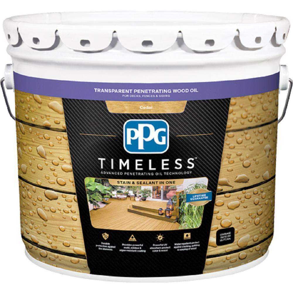 PPG TIMELESS 3 gal. TPO-2 Cedar Transparent Penetrating Wood Oil Exterior Stain Low VOC - Super Arbor