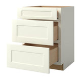 allen + roth Aveley 24-in W x 34.5-in H x 24-in D Linen Maple Drawer Base Semi-Custom Cabinet