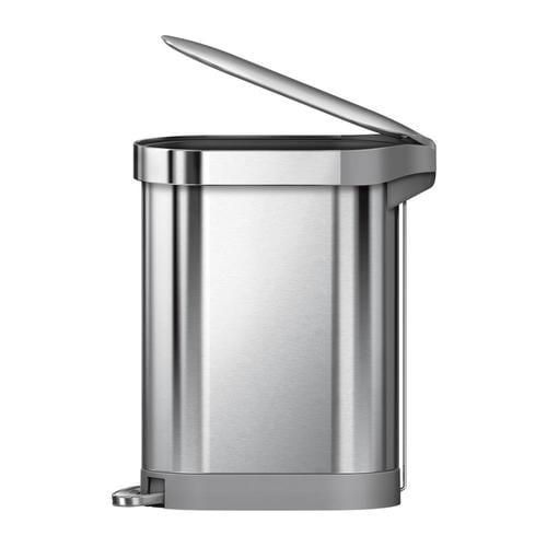 simplehuman 45-Liter Brushed Stainless Steel Steel Trash Can with Lid