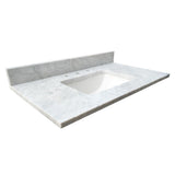 31 in. W x 22 in. D x 1 in. H Bianco Carrara White Marble Vanity Top with White Basin - Super Arbor