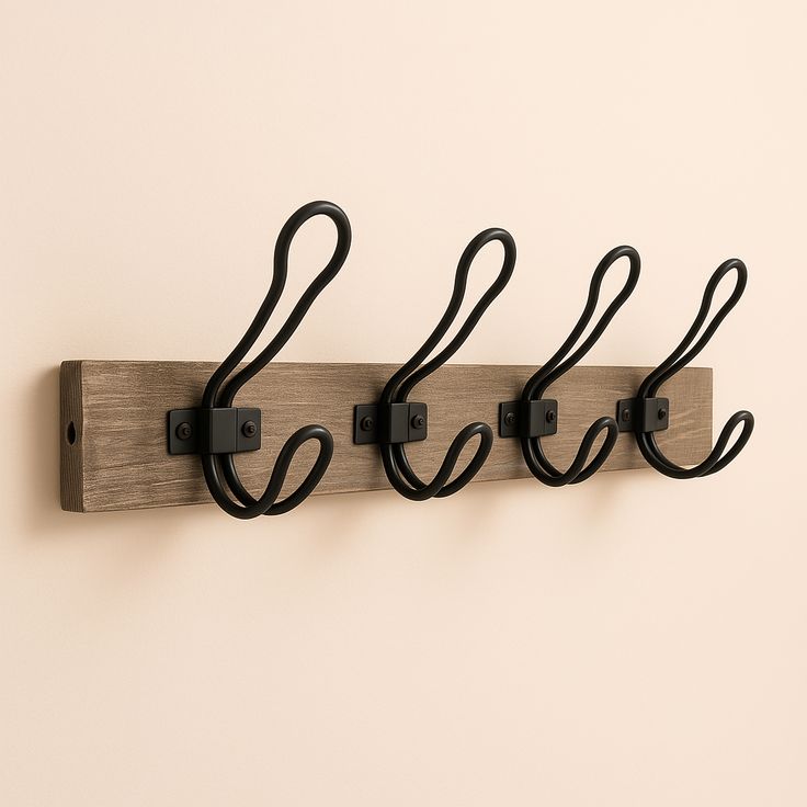 Home Decorators Collection 18 in. Graywash and Matte Black Rustic Wire Hook Rack