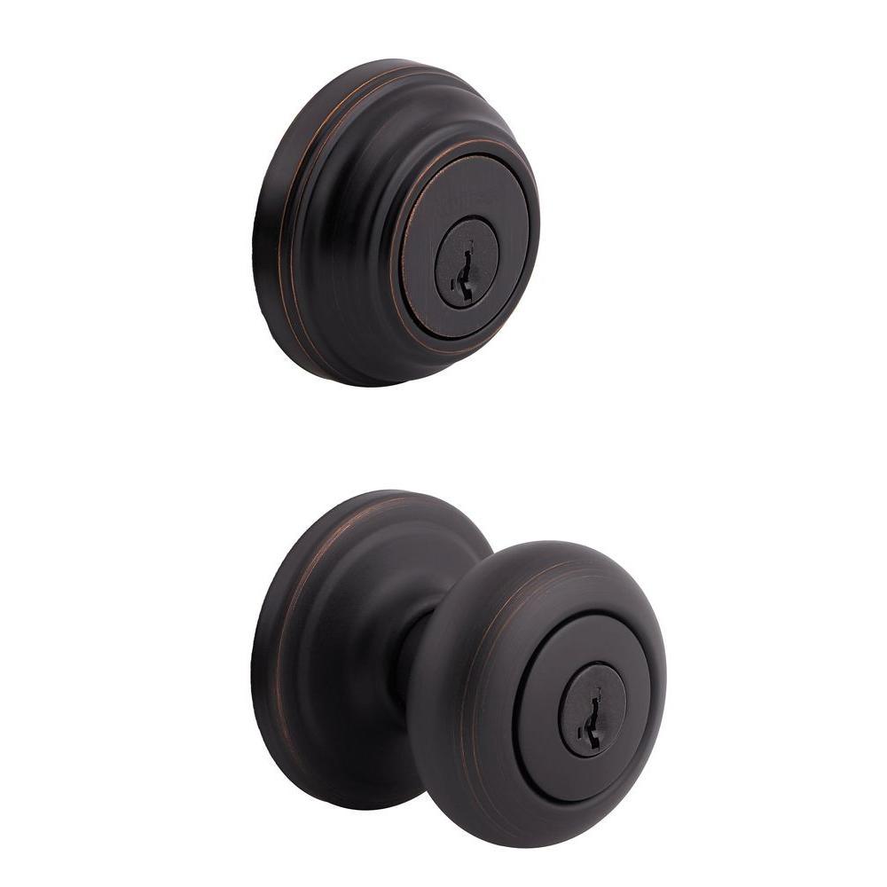 Juno Satin Nickel Exterior Entry Door Knob and Single Cylinder Deadbolt Combo Pack Featuring SmartKey Security - Super Arbor