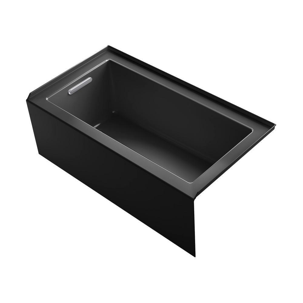 Underscore 60 in. Rectangular Alcove left Drain Bathtub in Ice Grey - Super Arbor