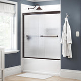 Crestfield 60 in. x 58-1/8 in. Traditional Semi-Frameless Sliding Bathtub Door in Bronze and 1/4 in. (6mm) Niebla Glass - Super Arbor