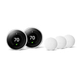 Nest Learning Thermostat 3rd Gen in Stainless Steel (2-Pack) and Google Nest Temperature Sensor (3-Pack) - Super Arbor