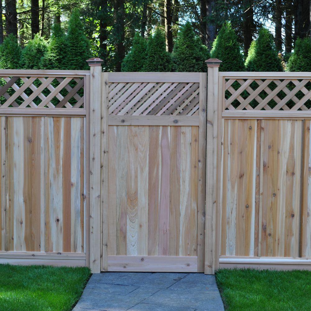 3.5 ft. H W x 6 ft. H H Western Red Cedar Flat Top Supreme Lattice Fence Gate - Super Arbor
