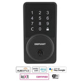 Defiant Square Matte Black Smart Wi-Fi Deadbolt Powered By Hubspace