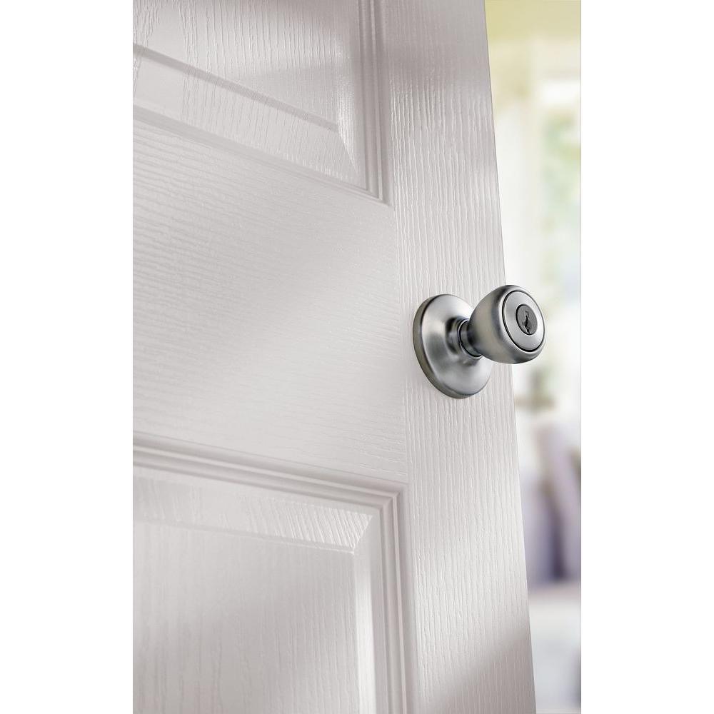 Tylo Satin Chrome Keyed Entry Door Knob Featuring SmartKey Security - Super Arbor