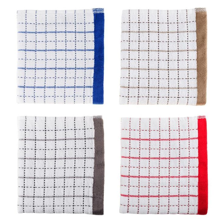 Multi Windowpane Pattern Cotton Kitchen Towels (Set of 16)
