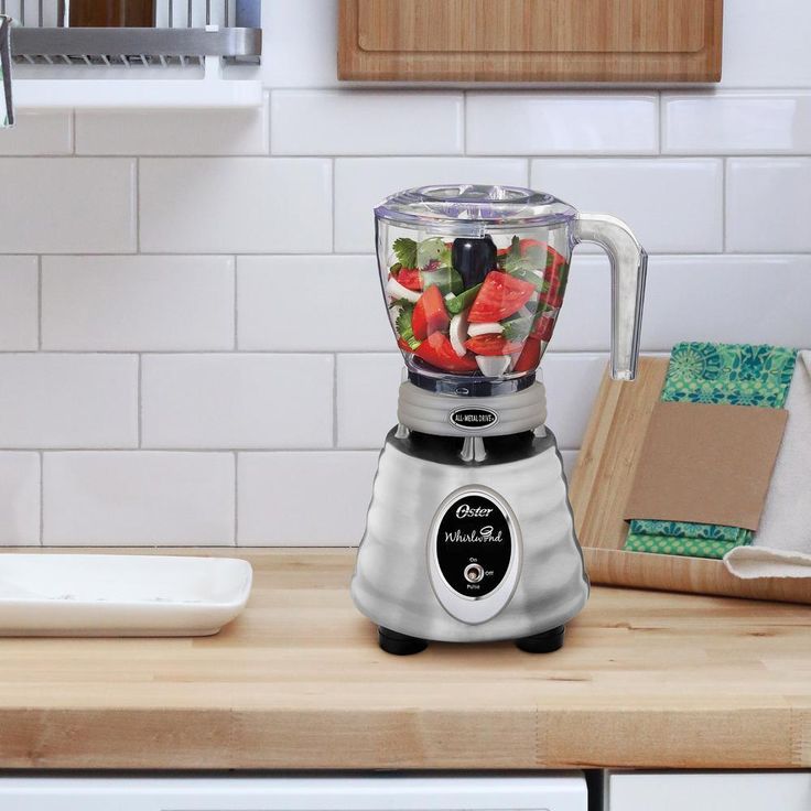 Whirlwind Heritage Blend 48 oz. 1000 Plus 2 Speed Blender in Chrome with Food Processor and Glass Blender Jar