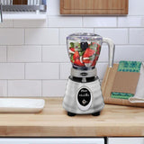 Whirlwind Heritage Blend 48 oz. 1000 Plus 2 Speed Blender in Chrome with Food Processor and Glass Blender Jar
