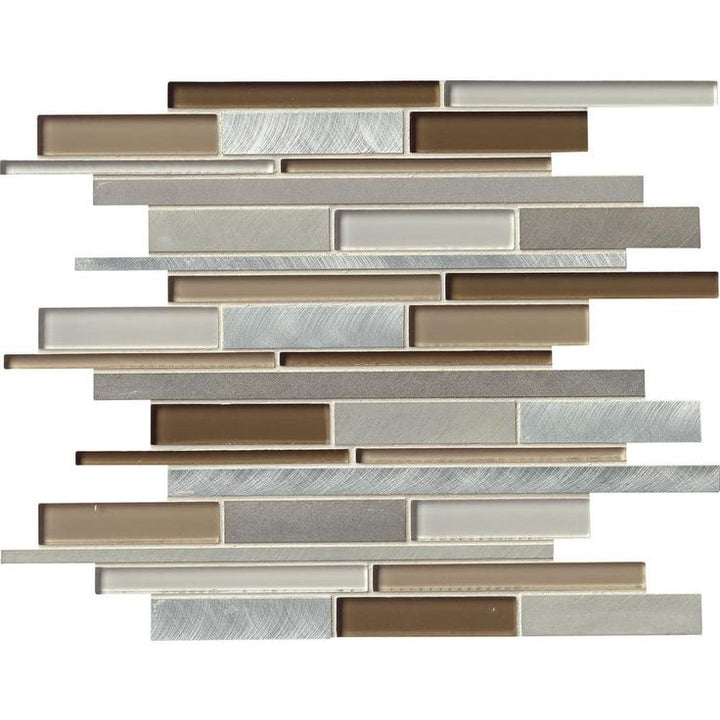 MSI Madison Avenue Interlocking 12 in. x 12 in. x 8mm Glass Metal Mosaic Wall Tile (1 sq. ft.)