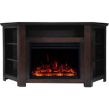 Stratford 59 in. Electric Fireplace Heater TV Stand in Mahogany Corner Enhanced Display, and Remote - Super Arbor