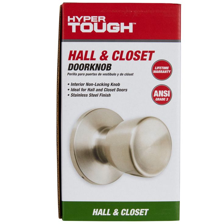 Hyper Tough Interior Non-Locking Tulip Style Passage Doorknob, Stainless Steel