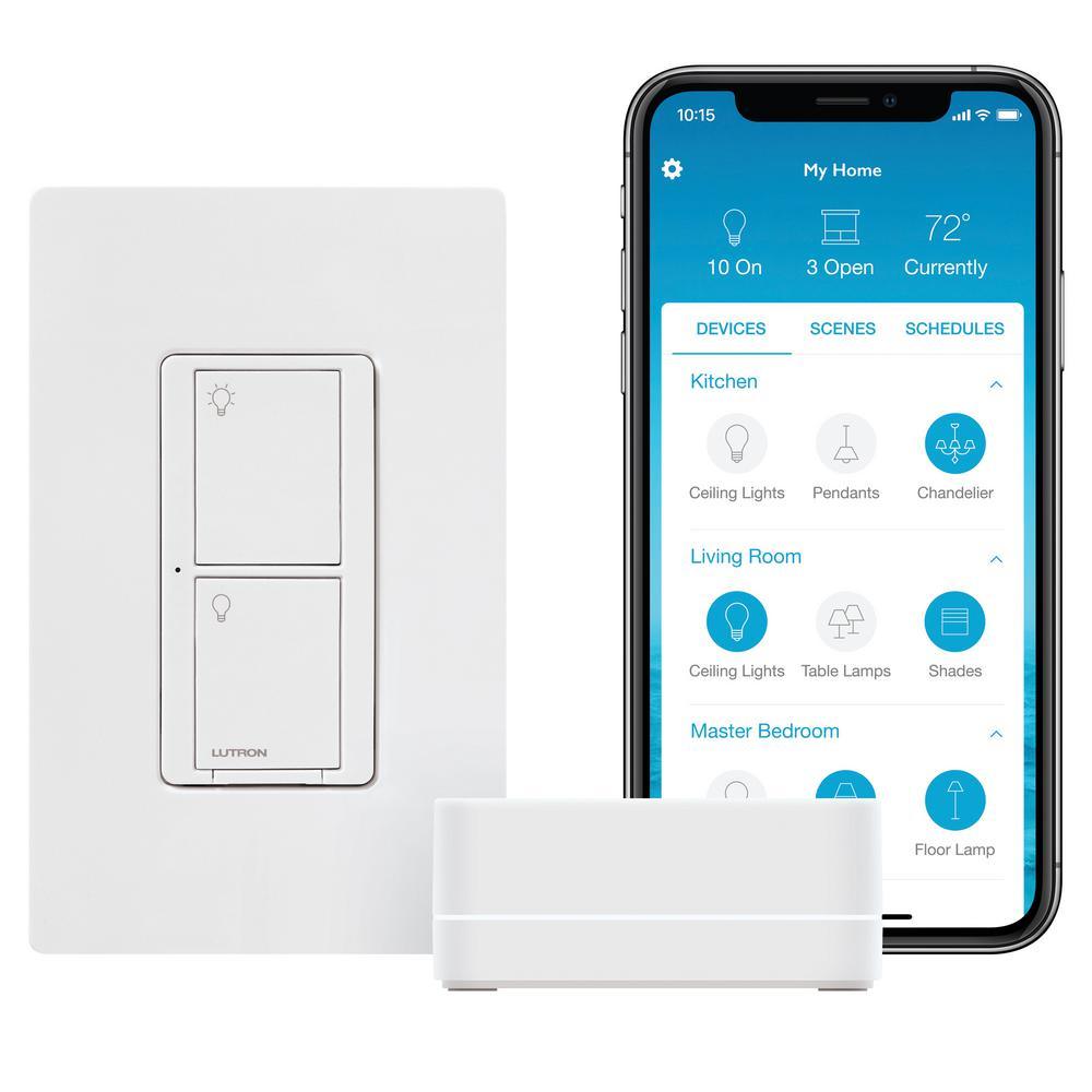 Caseta Smart Switch Starter Kit with Smart Bridge, White - Super Arbor