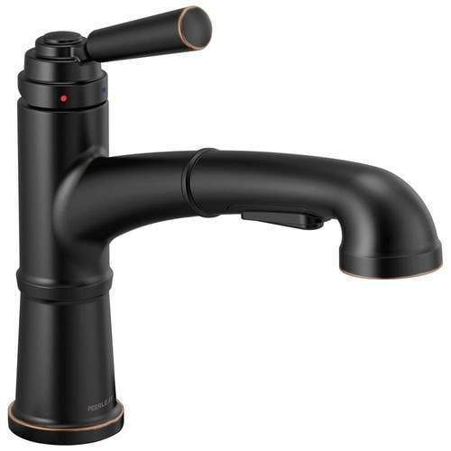 Peerless Westchester Oil Rubbed Bronze 1-Handle Deck-Mount Pull-Out Handle Kitchen Faucet