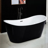 Rolande 67 in. Acrylic Freestanding Double Slipper Flat Bottom Soaking Bathtub with Drain and Overflow Included in Black - Super Arbor